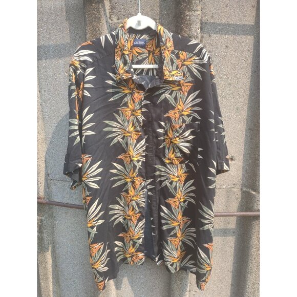 Puritan Shirt Mens 3XL Rayon Silky Leaf Print Tropical Hawaiian Camp - Picture 1 of 3